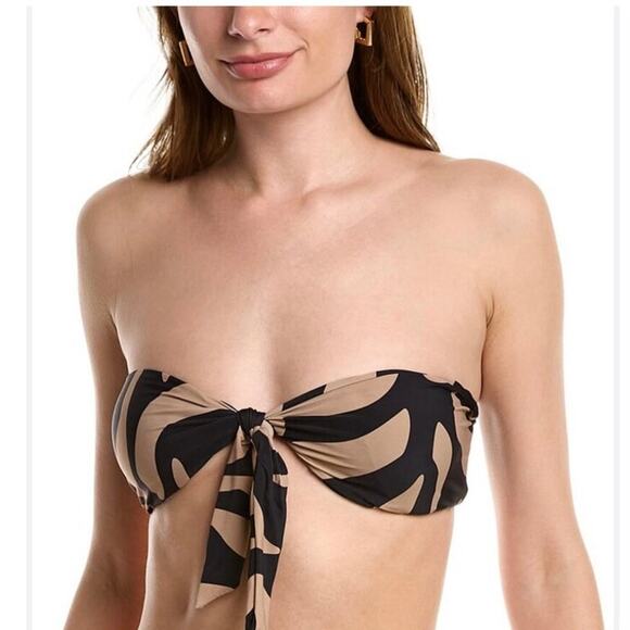 VYB SWIM SIENNA TOP HIGHER GROUND Black Tan Tie Front Size Medium NWT - Picture 7 of 7